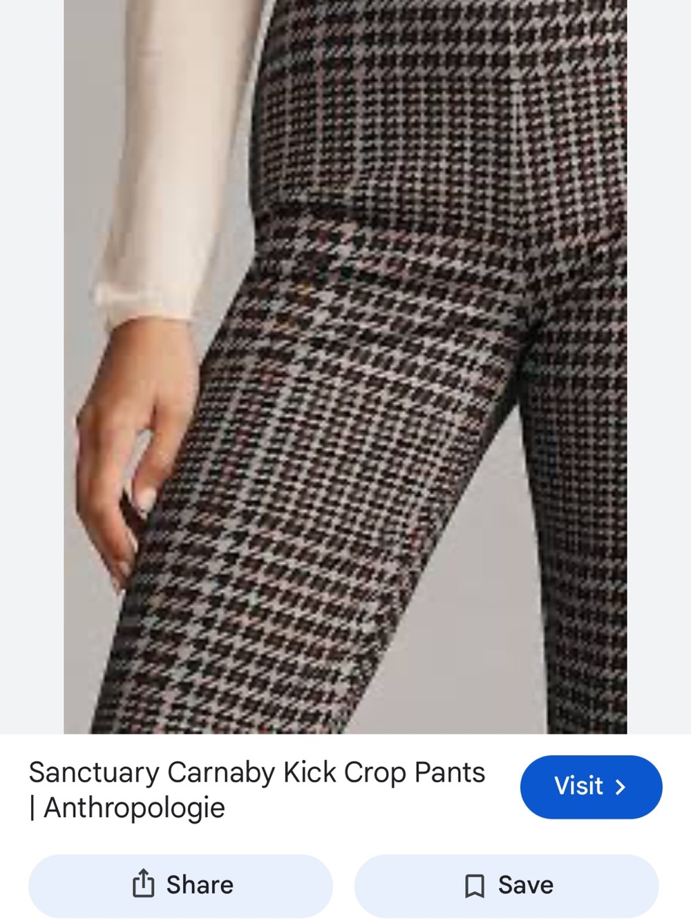 Anthropologie Houndstooth Ankle Pants in Black, White & Brown